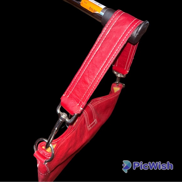 Cynthia Hart Los Angeles red leather shoulder hand bag - Picture 3 of 10